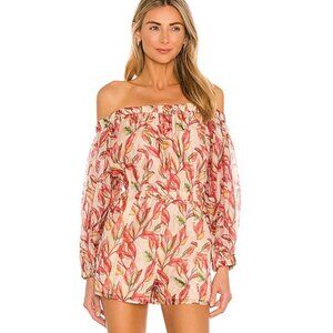 Lovers + Friends Bosworth Off the Shoulder Romper Tropical Print‎ Size S